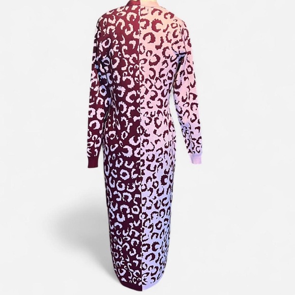 💘FARM Rio Mixed Leopard Knit Long Sweater Dress - Pink & Red - Picture 5 of 8